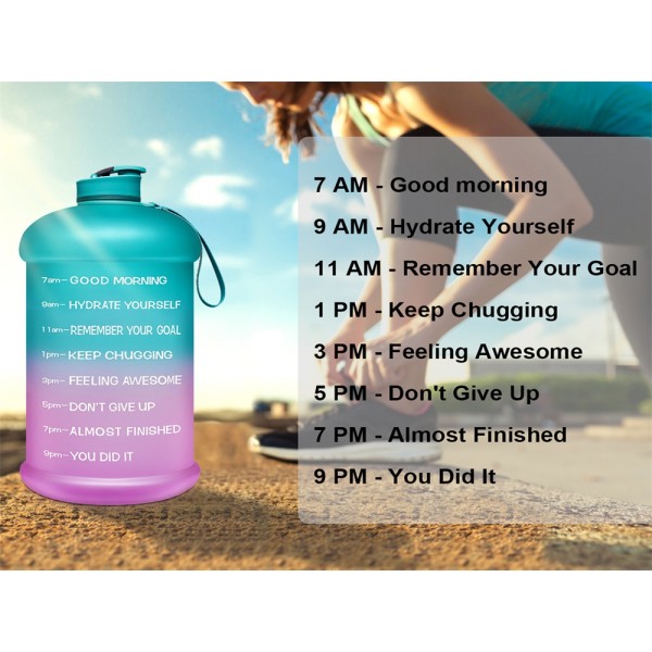 128oz Leakproof BPA Free Fitness Sports Water Bottle with Motivational Time Marker to Ensure You Drink Enough Water Throughout The Day